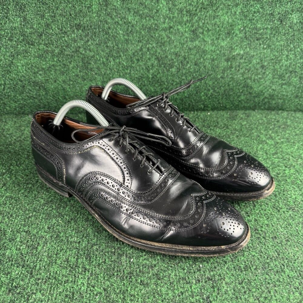 Allen Edmonds McAllister Black Leather Wingtip Oxford Shoes Men Size 9 D USA